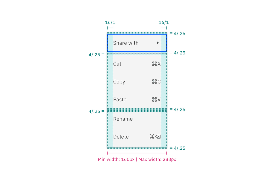 Default menu structure